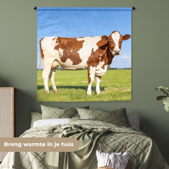 Tapisserie murale - Toile murale - Vaches - Ferme - Herbe - Nature - Animaux - 150x150 cm - Tapisserie