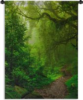 Wandkleed - Wanddoek - Landschap - Jungle - Tropisch - Zon - Groen - 120x160 cm - Wandtapijt