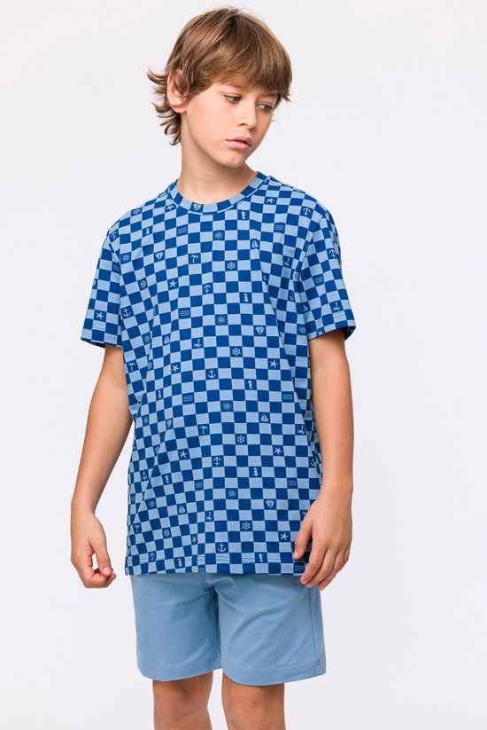 Woody Garçons- Pyjama homme imprimé carreaux bleus - taille 164/14J