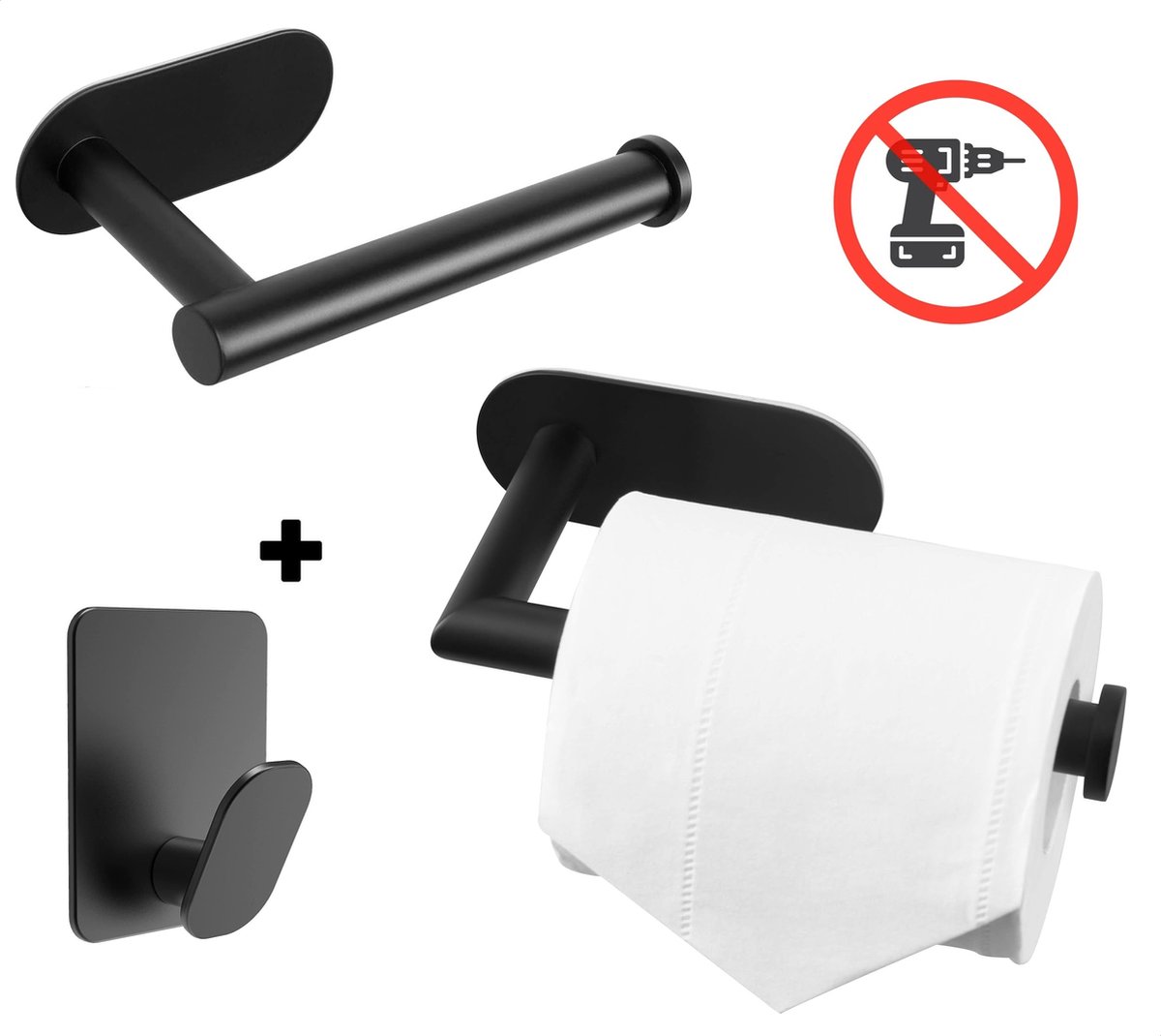PLAY IT WC Rolhouder Zwart incl. haakje - Toiletrolhouder