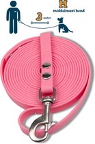 Miqdi hondenriem - BioThane ® - pastel roze - 3 meter lang - 13 mm breed - M - middelmaat hond