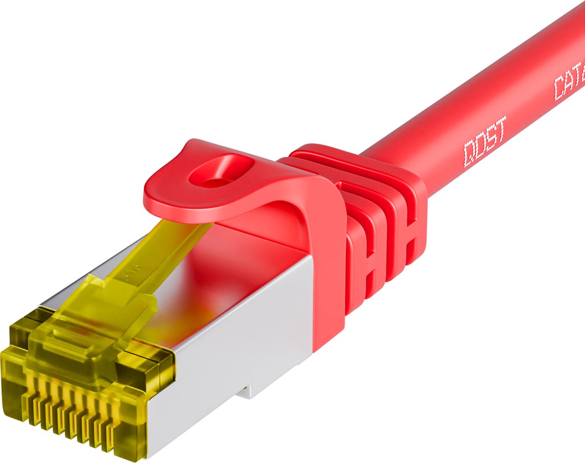 Qost - CAT7 10G internetkabel - SFTP PIMF - 10 Gbps / 500 MHz - 100% koper - RJ45 Connectoren - Patchkabel / Netwerkkabel - 7.5 meter - Rood