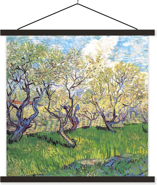 Affiche scolaire - Verger avec pruniers fleuris - Vincent van Gogh - 90x90 cm - Lattes noires