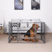 Buitenverblijf voor huisdieren, puppyrun, 122 x 80 x 70 cm, grijs
