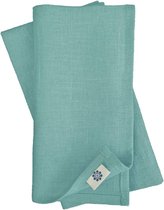 4 x serviettes en tissu serviettes en lin vintage rustique maison de campagne Antea - 100% lin, bleu canard (42 x 42 cm) serviettes serviettes en tissu pour la maison cuisine table à manger décoration fête fête