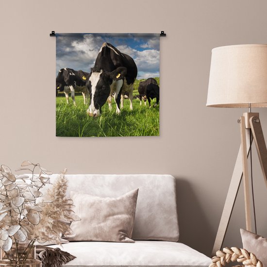 Tapisserie - Tissu mural - Vaches - Animaux - Herbe - Pâturage - Ferme - 60x60 cm - Tapisserie