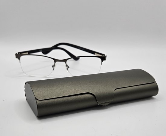 Aluminium grijze brillenkoker, harde slijtvaste praktische brillendoos van hoge kwaliteit / grijze metalen koker / brillenkoker / geweldig cadeau / boîte / Aland optiek / hard case / harde hoes van metaal