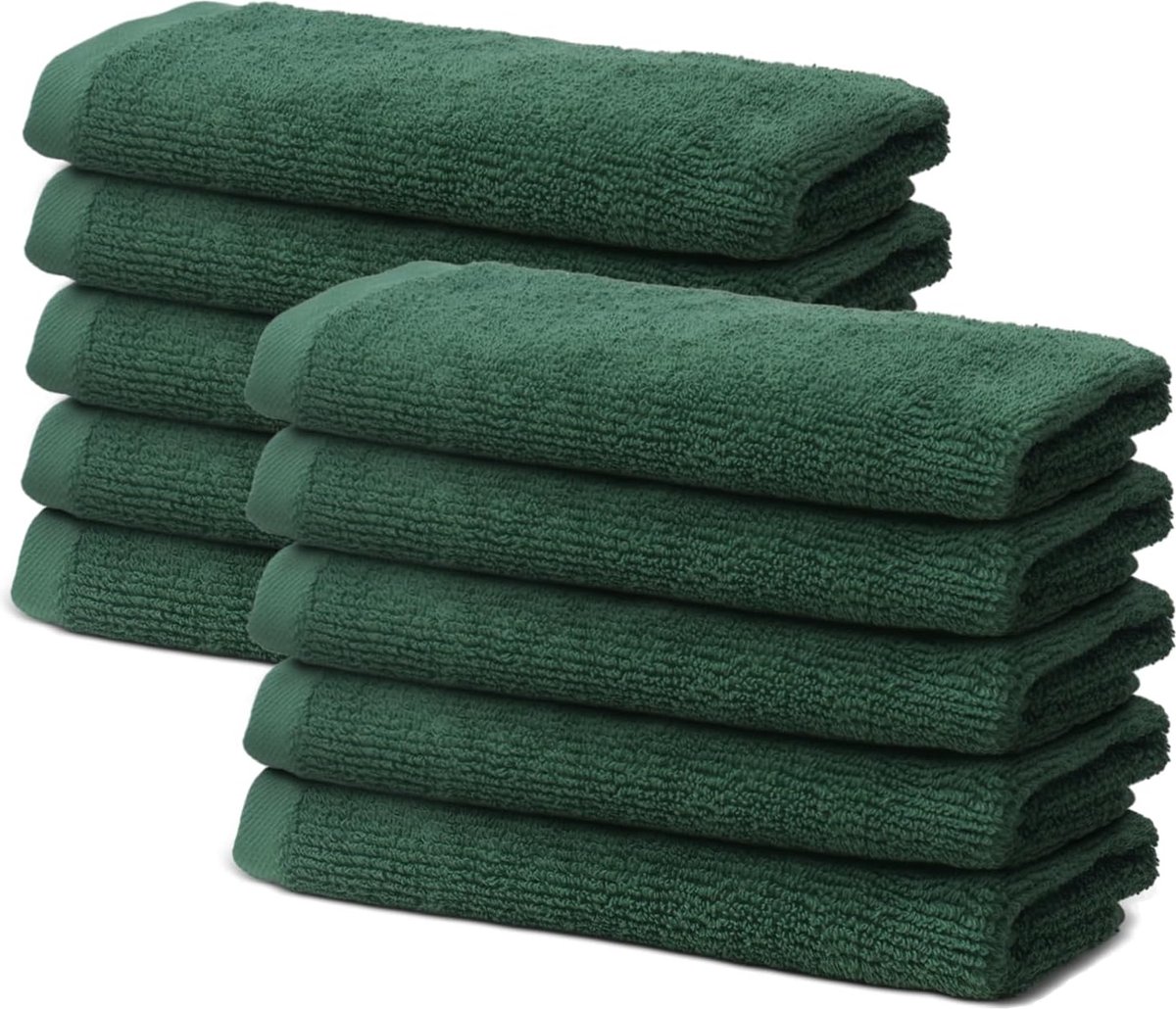adkamerset - 10 gastendoekjes klein - 30 x 50 cm - 100% Prima katoen - zeer zacht en absorberend - Oeko-Tex gecertificeerd - 500 g/m2 - dennengroen