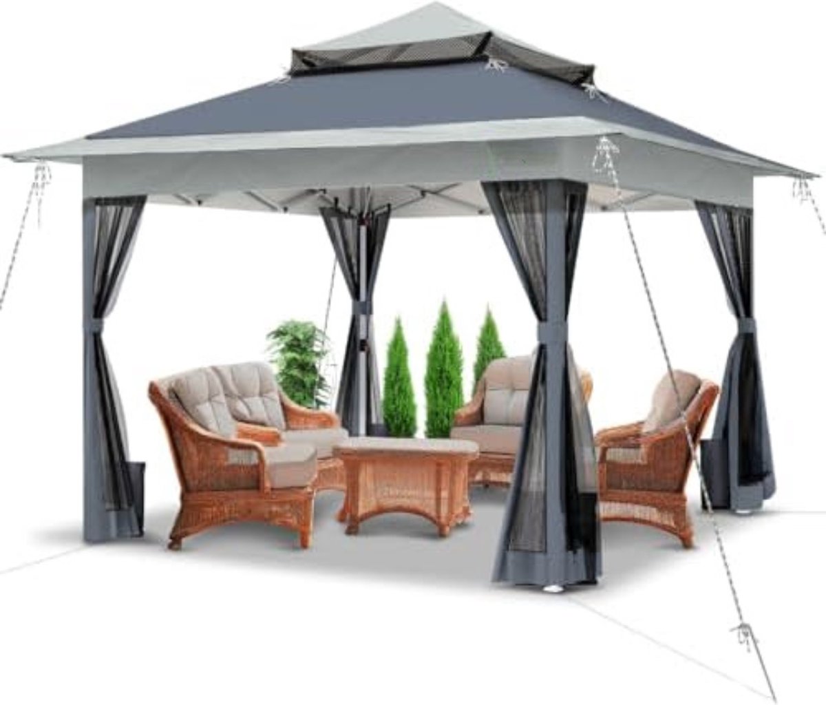 Pop up partytent - Partytent opvouwbaar - Vouwtent - ‎360 x 360 x 280 cm - 18,7 kg - Grijs