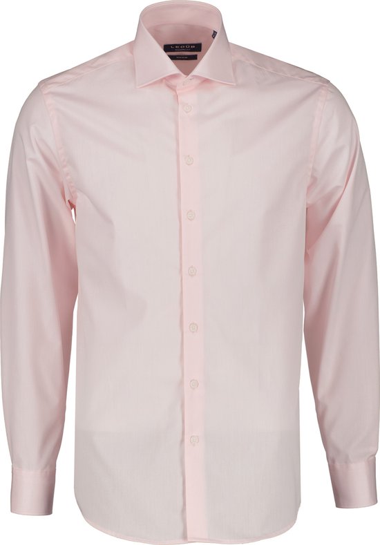 Ledub modern fit overhemd - twill - lichtroze - Strijkvrij - Boordmaat: 40