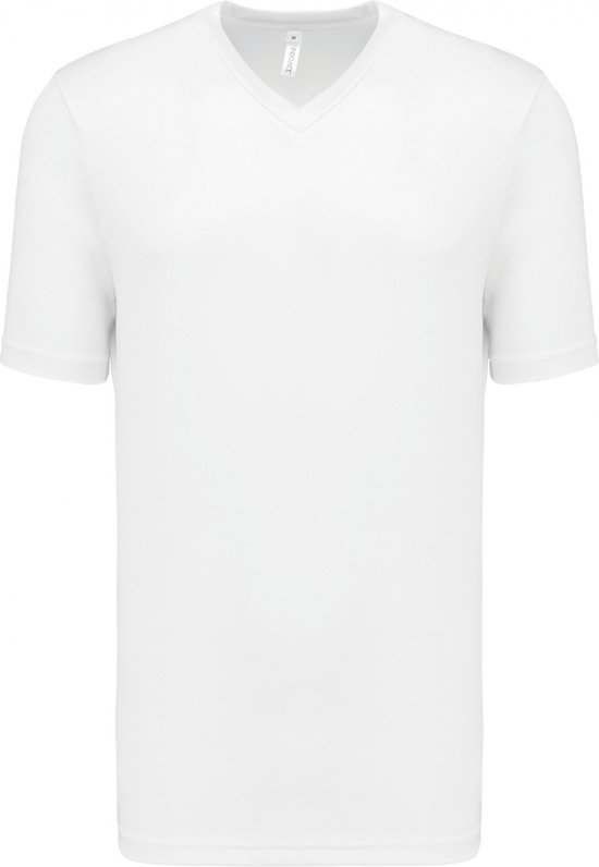 SportSportshirt Unisex S Proact V-hals Korte mouw White 100% Polyester