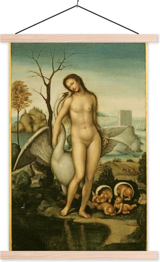 Leda et le cygne - Affiche textielposter Leonardo de Vinci lattes vierge 40x60 cm
