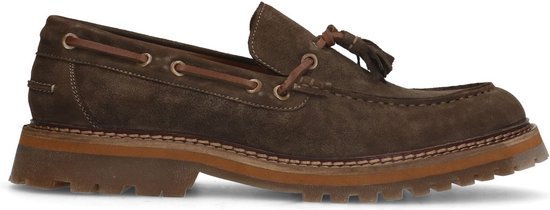 Manfield - Heren - Bruine leren loafers - Maat 46