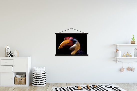 Support pour affiche avec affiche 90x60 cm - Affiche scolaire - Vogel - Bec - Zwart - Affiche textile - Lattes noires