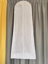 Witte kleur non-wowen anti-stof bruiloftsjurk kledingzak displaybeschermfolie afdekking met transparante ritszak