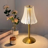Deaveek-Kleine sfeervolle tafellamp voor slaapkamer - 5W - Goud - 3 kleuren licht - Oplaadbaar via USB