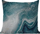 Sierkussen Buiten - Edelstenen - Blauw - Natuur - Marmer - Abstract - 60x60 cm - Weerbestendig