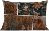 Buitenkussens - Tuin - Schotse hooglander - Bloemen - Planten - Bruin - 50x30 cm