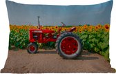 Coussins d'extérieur - Jardin - Tracteur - Rouge - Tournesol - Ferme - Fleurs - 50x30 cm