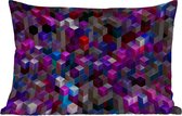 Buitenkussens - Tuin - Paarse geometrie van kubussen - 60x40 cm