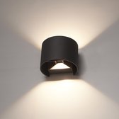 Denver LED Wandlamp - Up & Down - 6 Watt - Dimbaar - IP54 waterdicht voor buiten - 3000K Warm wit - Zwart - Voor woonkamers, badkamers, gevels, slaapkamers, hallen en binnenruimtes