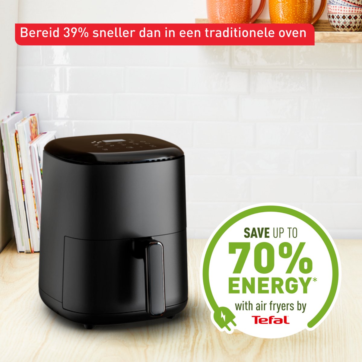 Tefal Easy Fry Compact EY1458 - Airfryer - 3L - 1300W - Compact Design - Zwart — afbeelding 7