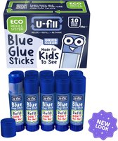 Eco4kids - 10x Blue Stick - Hervulbare plakstift - Plakstift - knutselen - duurzaam - knutselen voor kinderen -