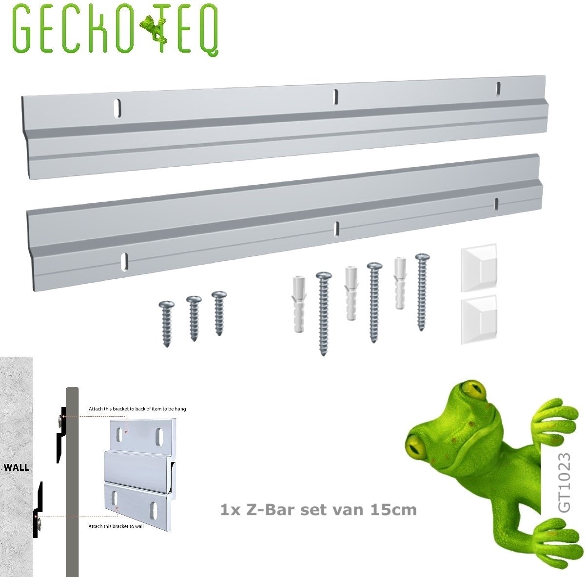 GT1023 GeckoTeq 1 set 15cm ophangstrip-z bar-ophangen-ophangstrip kast -keukenkast-meubel-panelen