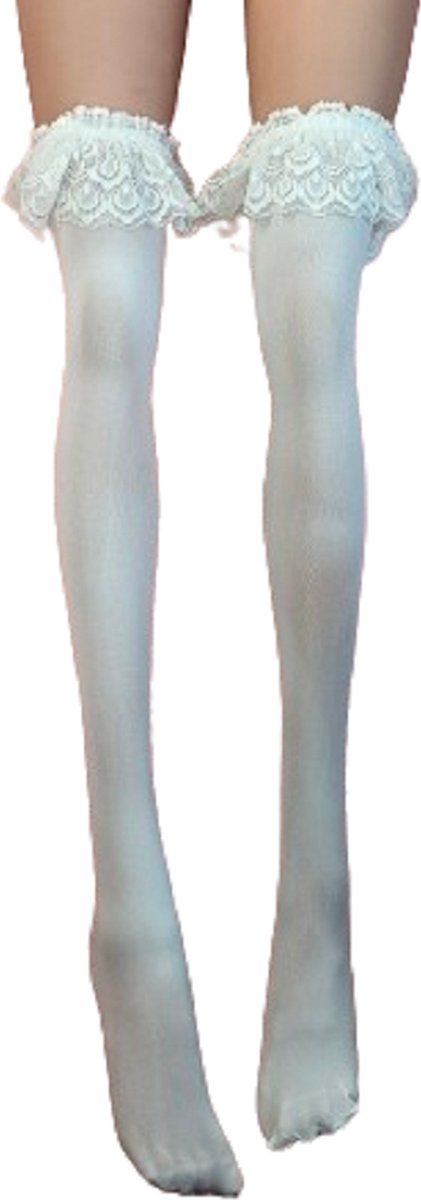 Goedkoopste BamBella® - Erotisch Panty kousen dames - Sexy hoge sokken Wit