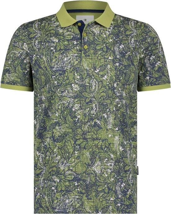 State of Art - Polo Piqué Print Vert - Coupe moderne - Polo Homme Taille XXL