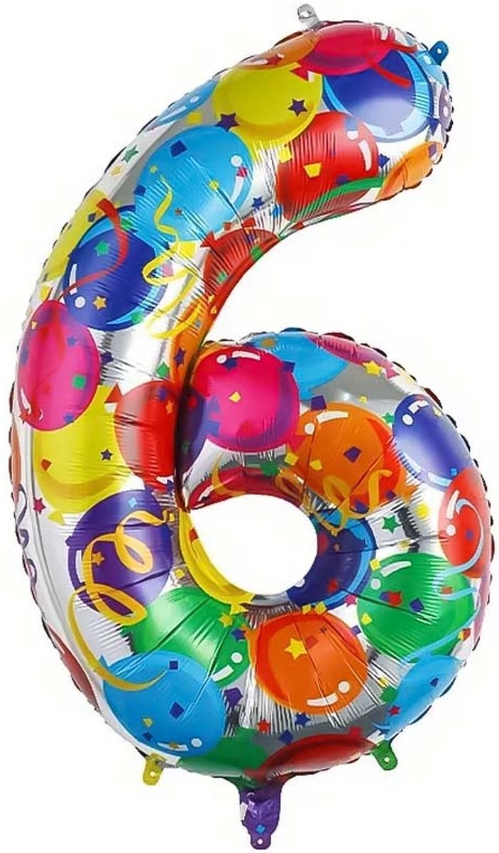 Folieballon Cijfer 6 Jaar Verjaardag Versiering Cijferballon Feest Decoratie Helium Ballonnen Folie Gekleurd