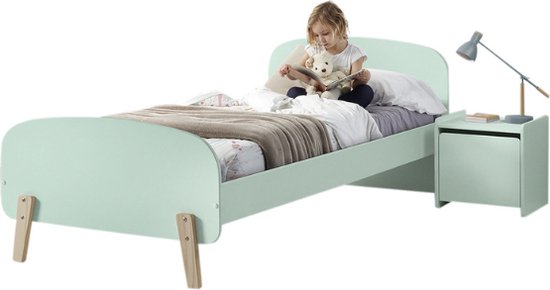 Vipack Bed Kiddy avec table de chevet - 90 x 200 cm - menthe