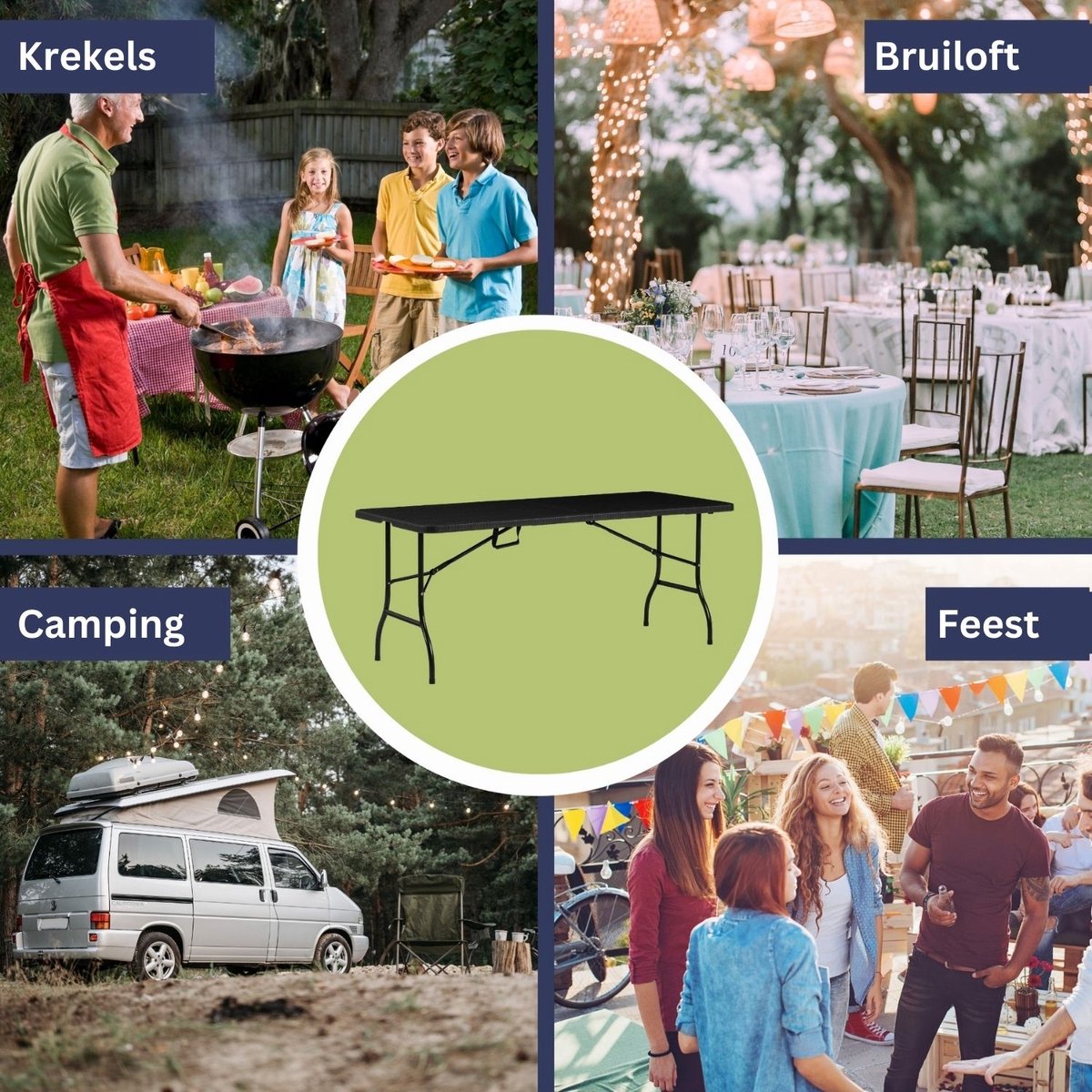 Albatros Buffettafel Klaptafel, Zwart - Robuuste Constructie opvouwbaar en Hoge Belastbaarheid - voor Maximaal 10 Personen - voor Biertent met Draaggreep thumbnail 3