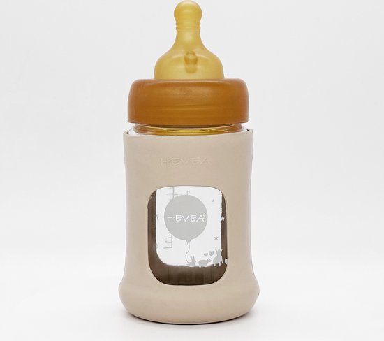 Wide Neck Baby Glass Bottle with Sleeve 150ml/5oz Single-Pack (Sand)