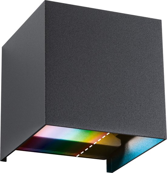 Paulmann Cybo Wandlamp - Smart Home - Zigbee 3.0 - IP44 - hoekig - RGBW - Antraciet - Aluminium