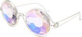 New Age Devi - Spacebril - Trippy Tripbril - Caleidoscoopbril met gekleurde lenzen in wit/transparant