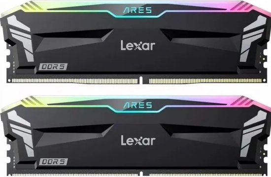 Lexar Ares RGB LD5U16G68C34LA-RGD - Geheugen - DDR5 - 32 GB: 2 x 16 GB - 288-PIN - 6800 MHz / PC5-54400 - CL34 - 1.4V - XMP 3.0 - AMD EXPO - On-die-ECC - RGB - zwart