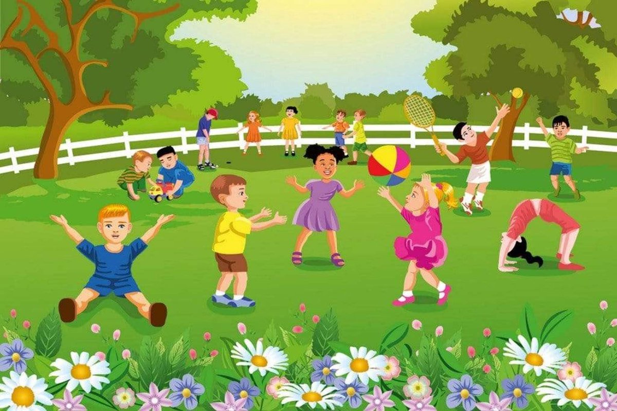 Fotobehang - Kids in Garden 375x250cm - Vliesbehang