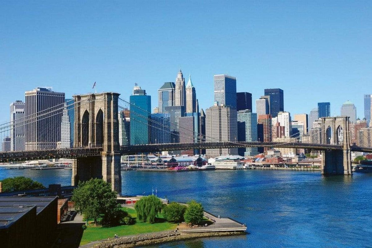Fotobehang - Brooklyn Bridge 1 375x250cm - Vliesbehang