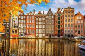Fotobehang - Houses in Amsterdam 375x250cm - Vliesbehang