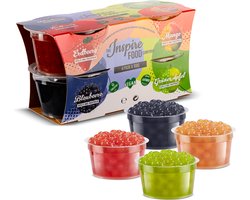 Inspire Food Company - Bubble tea - Bubble Tea Parels - Popping Boba Pearls - Popping Fruitparels - Aardbei, Mango, Groene Appel, Blauwe Bessen - 4 x 100 gram