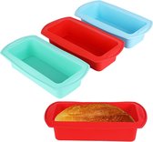 Broodbakvormen - 3-pack siliconen brood- en broodpannen Antiaanbaklaag Hittebestendige rechthoekige broodvorm voor zelfgebakken brood, cake, gehaktbrood, brownies
