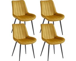 Colenis® - Verta Eetkamerstoel - Set Van 4 - Okergeel - Velvet - Industrieel