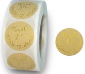 Rol met Stickers - 500 Stuks - Thank You - Hartje - Diameter 2,5 cm