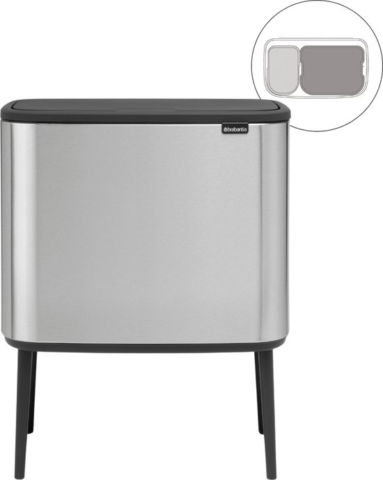 Brabantia Bo Touch Bin 11 + 23 liter - Matt Steel Fingerprint proof