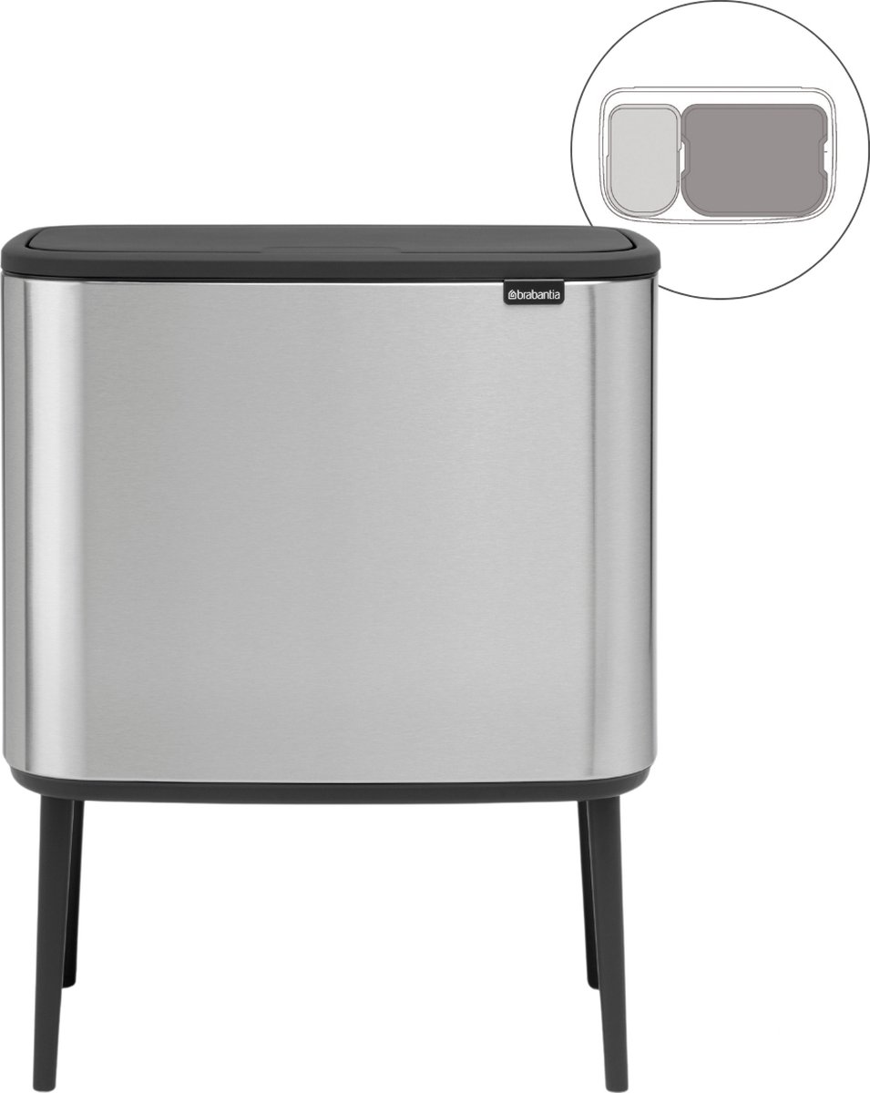 Goedkoopste Brabantia Bo Touch Bin Prullenbak - 11 23 liter - Afvalscheiding - Matt Steel Fingerprint Proof
