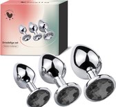 Lovellia Metalen Anaalplug - Set van 3 - Zilverkleurig / Zwart