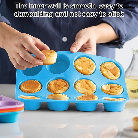 webake Siliconen Yorkshire Pudding Bakplaat voor Air Fryer 4 Stuks 4 Cups Burger Bun Vorm Muffin Top Pan Yorkshire Pudding Vormen voor Muffin, Whoopie Pie webake Siliconen Yorkshire Pudding Bakplaat voor Air Fryer 4 Stuks 4 Cups Burger Bun Vorm Muffin Top Pan Yorkshire Pudding Vormen voor Muffin, Whoopie Pie