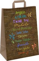 10 x Draagtassen " Thank you" / "Dank je " Van Gekleurd Kraftpapier Met Platte Oren 26x12x35cm / Kraft Papieren Tasjes Met Handvat bedankt/ Cadeautasjes met vlak handgrepen / Zakjes/