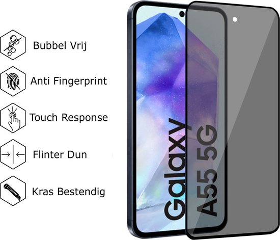 Convient pour Samsung Galaxy A55 - Protecteur d'écran de confidentialité - Verre de protection - Private GuardCover